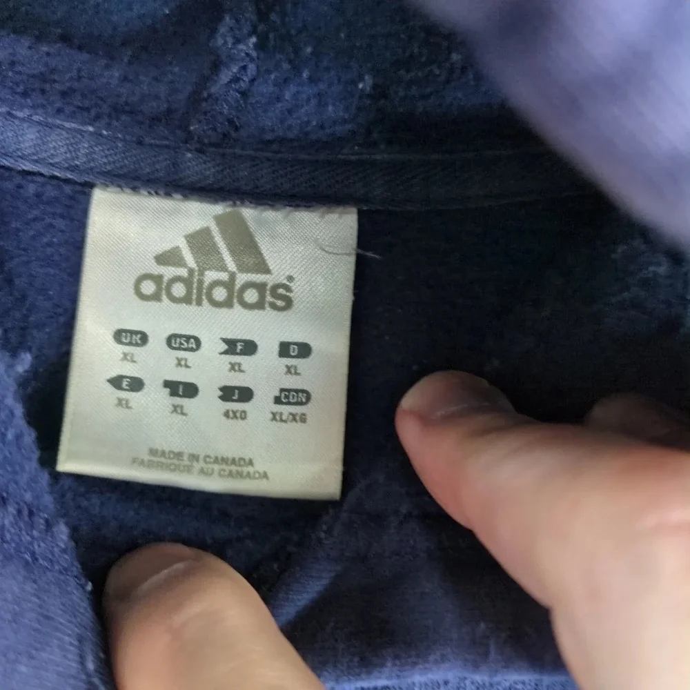 adidas Hoodie Mens XL Blue Embroidered Logo Vintage 2002 Canada Y2K‎ Streetwear